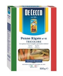 Penne rigate tricolore 500G De Cecco | Grossiste alimentaire | Dupasquier