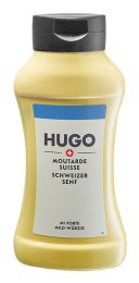 Moutarde mi-forte suisse squeeze bouteille 510G Hugo | Grossiste alimentaire | Dupasquier