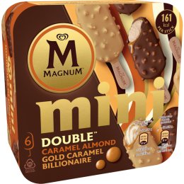 Glace double mini caramel amande & mini or caramel milliardaire paquet 55MLx6 Magnum | Grossiste alimentaire | Dupasquier