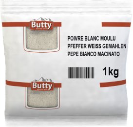Poivre blanc moulu sachet 1KG Butty | Grossiste alimentaire | Dupasquier