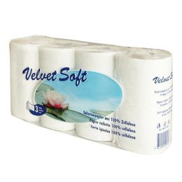 Papier toilette tri-couche 100% cellulose blanc sachet 8 rouleaux Velvet Soft | Grossiste alimentaire | Dupasquier